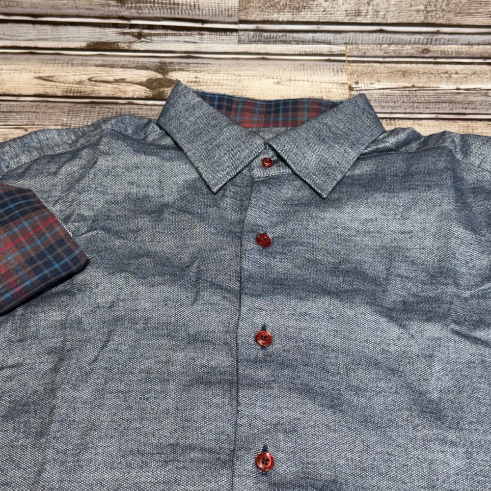 Hammer Made Button Up Shirt Mens M-L/16 Blue Limited Edition Plaid